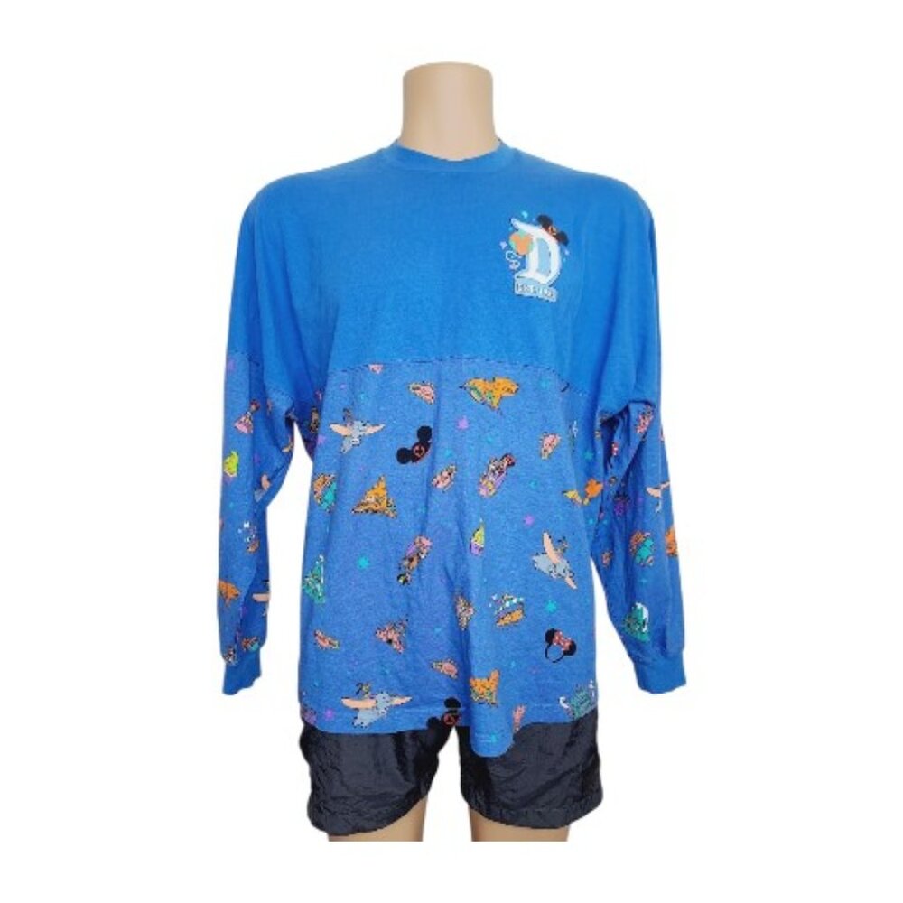 Disney Men's Blue‎ Mickey Mouse Long Sleeve Casual Spirit Jersey Size XL